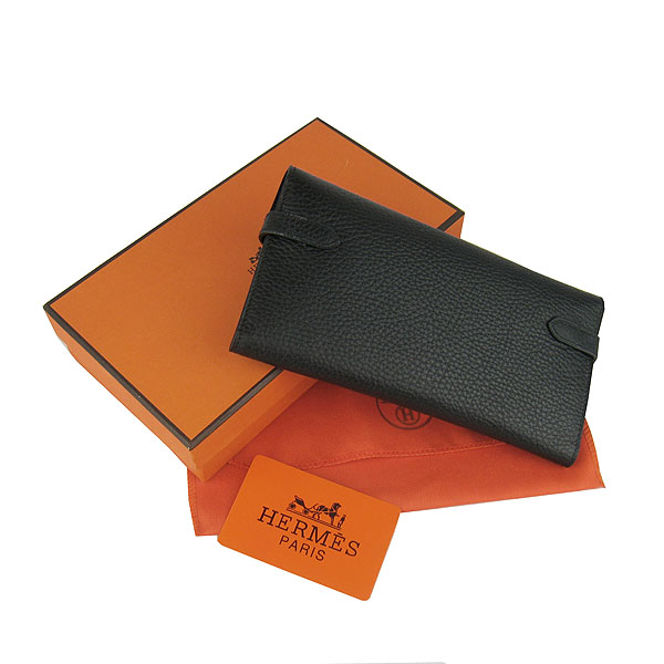 High Quality Hermes Kelly Long Clutch Bag Black H009 Replica